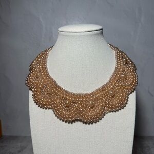 Vintage MCM Faux Pearl Collar Bib Necklace- Japan/Glentex- Steampunk